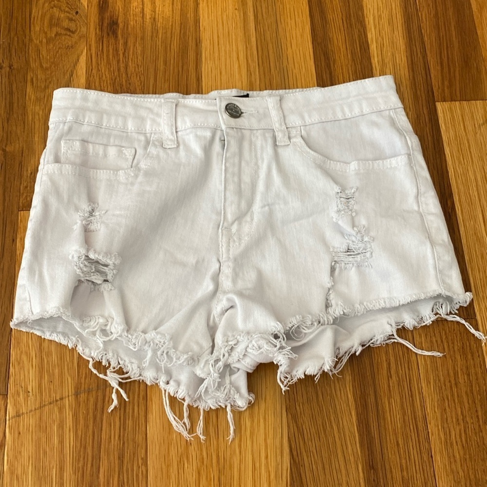 Klique B Women’s White Ripped Denim Shorts Size S